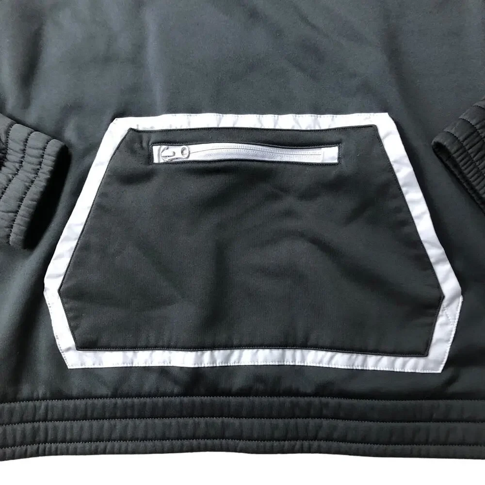 Adidas pull over hoodie, front kangaroo pocket zipped pocket size large